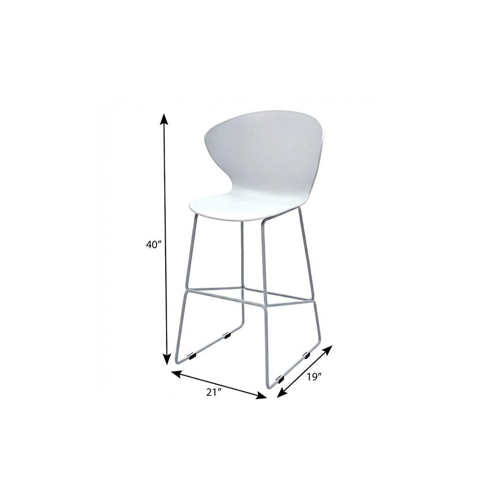 Set of Two 26" White And Silver Heavy Duty Plastic And Metal Low Back Counter Height Bar Chairs HomeRoots