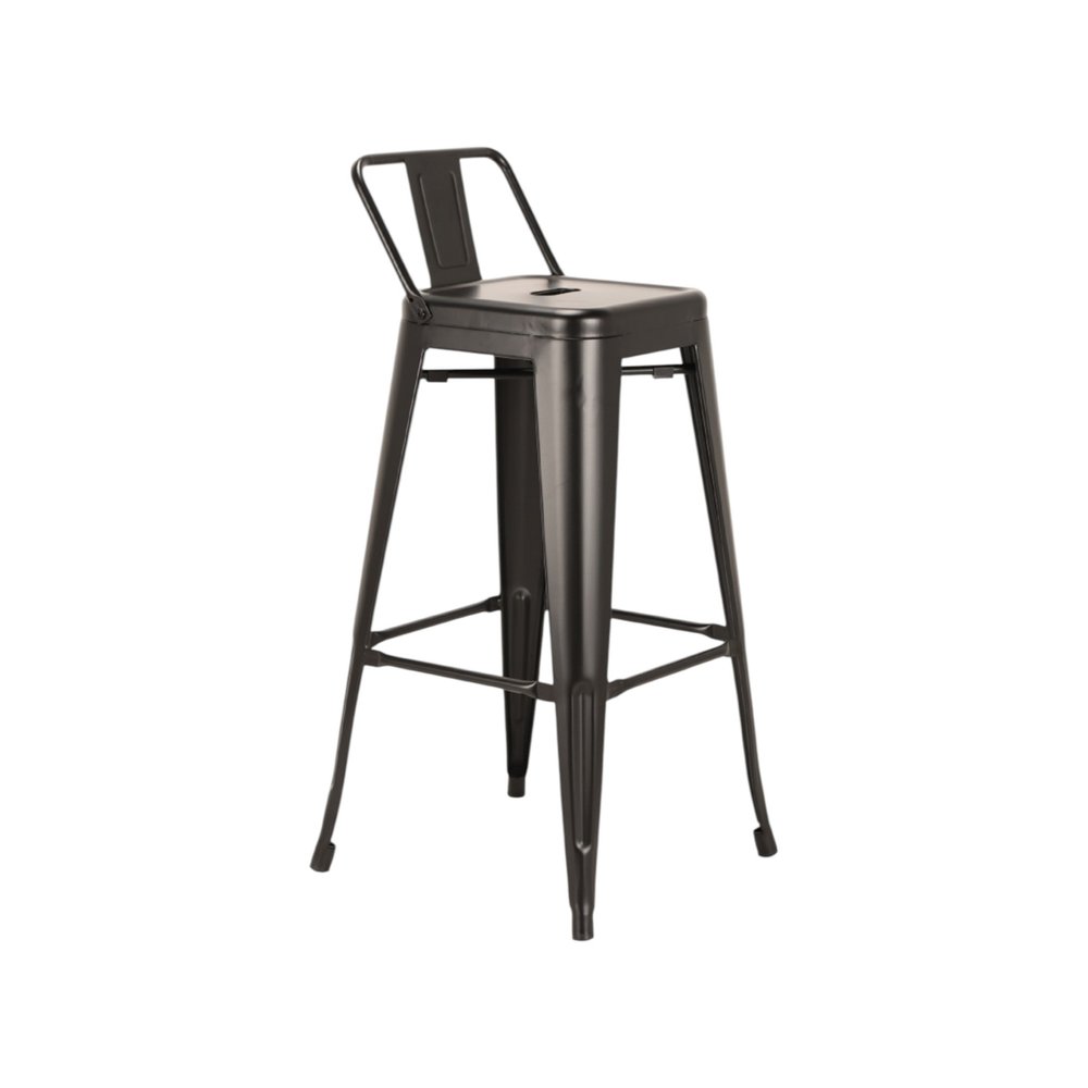 Set of Four 26" Black Steel And Metal Low Back Counter Height Bar Chairs HomeRoots