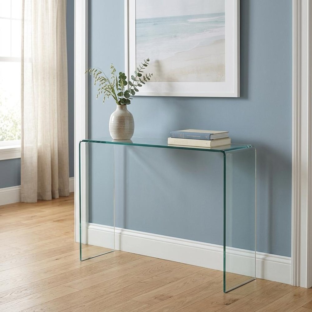 43" Clear Glass Frame Console Table HomeRoots