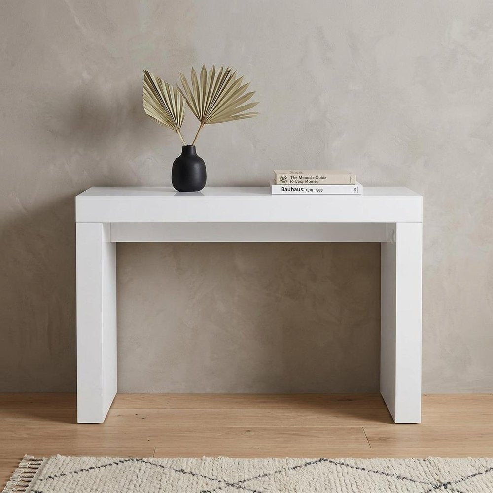 47" White Wood Block Console Table HomeRoots