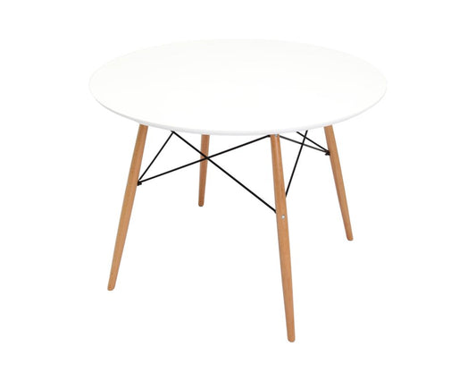 36" White and Natural Wood Round Top Dining Table HomeRoots
