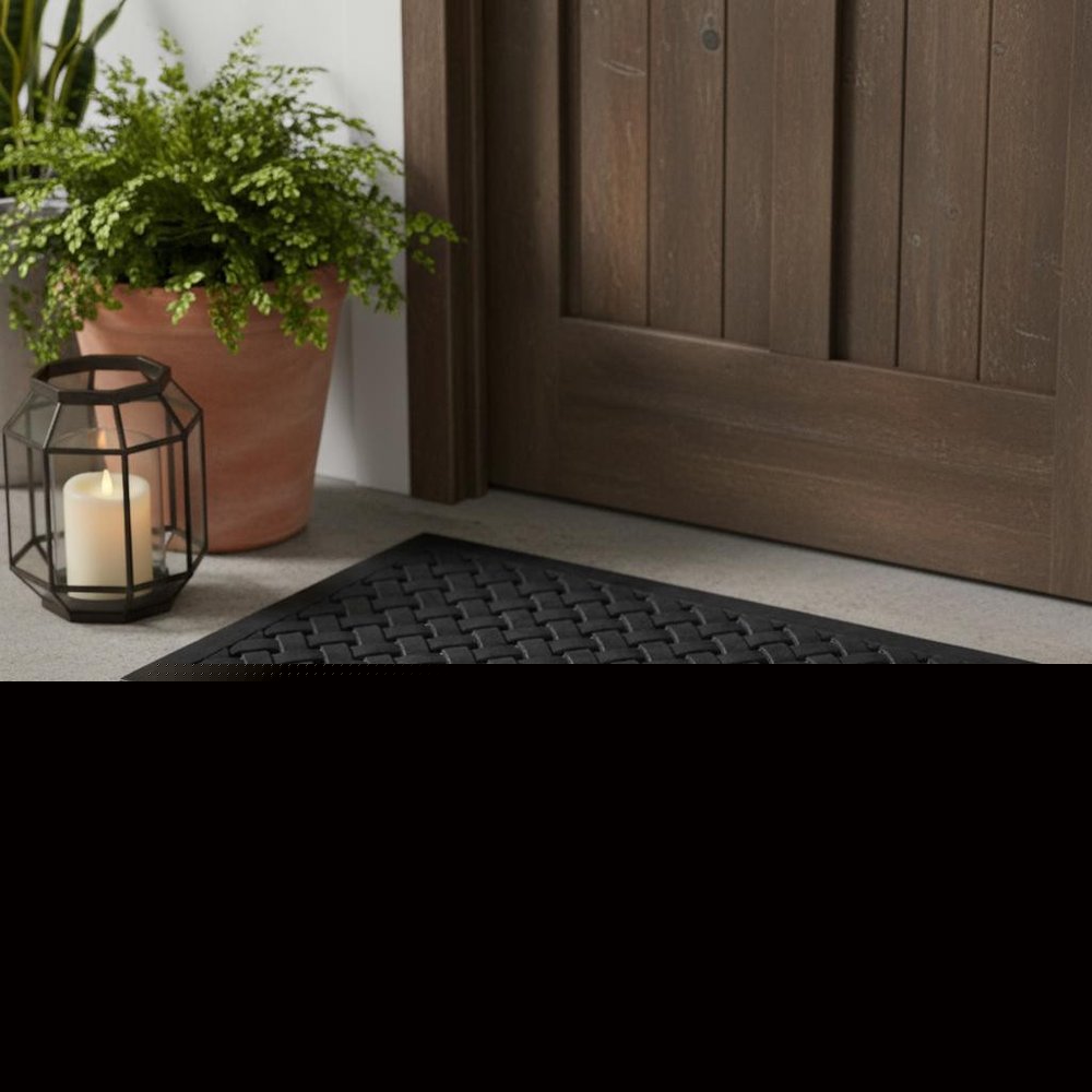 24" X 36" Black Rubber Weave Outdoor Door Mat HomeRoots