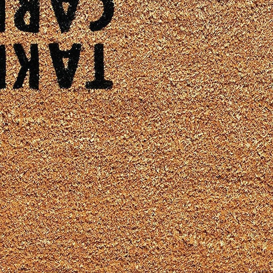 17" X 29" Natural and Black Coir Hey There Outdoor Door Mat HomeRoots