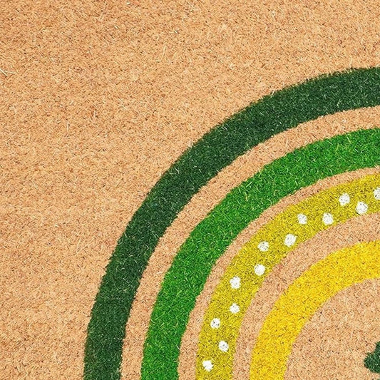 17" X 29" Natural and Green Coir Shamrock Outdoor St. Patrick's Day Door Mat HomeRoots