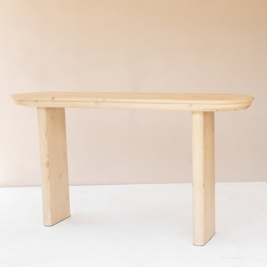 60" Natural Solid Wood Oval Console Table HomeRoots