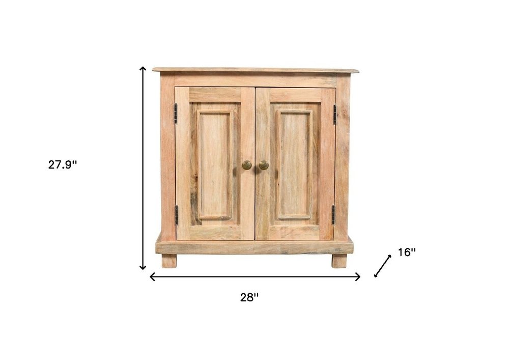 28" Distressed Natural Solid Wood Nightstand With Storage HomeRoots