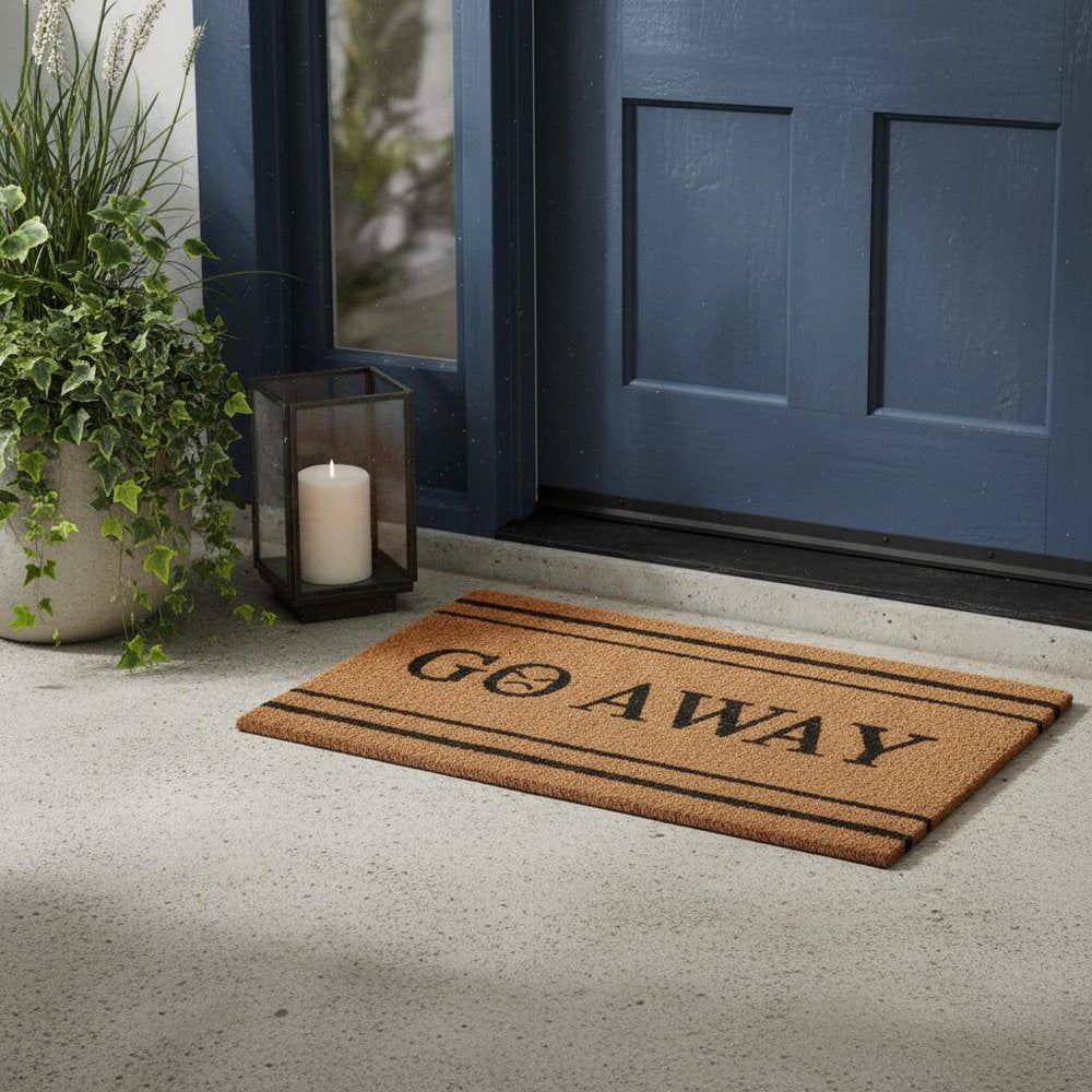 18" X 30" Brown and Black Coir Go Away Outdoor Door Mat HomeRoots