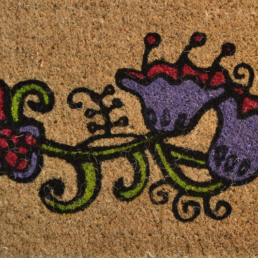 18" X 30" Brown and Black Coir Floral Outdoor Door Mat HomeRoots