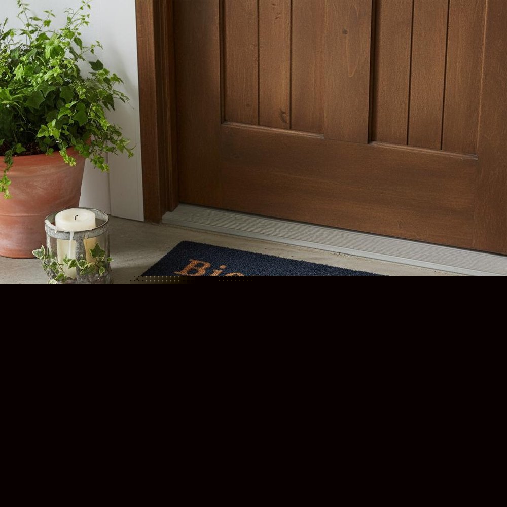 18" X 30" Brown and Blue Coir Bienvenue Abientot Outdoor Door Mat HomeRoots