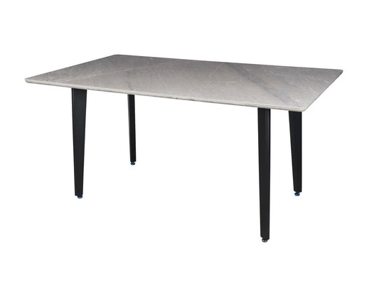 63" Gray Stone and Metal Dining Table HomeRoots