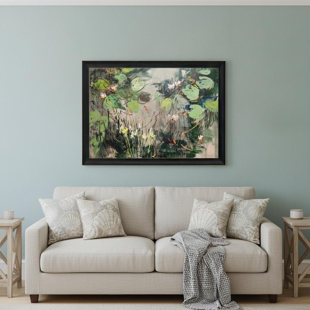 Water Lilies Summer Pond Brown Framed Print Wall Art HomeRoots