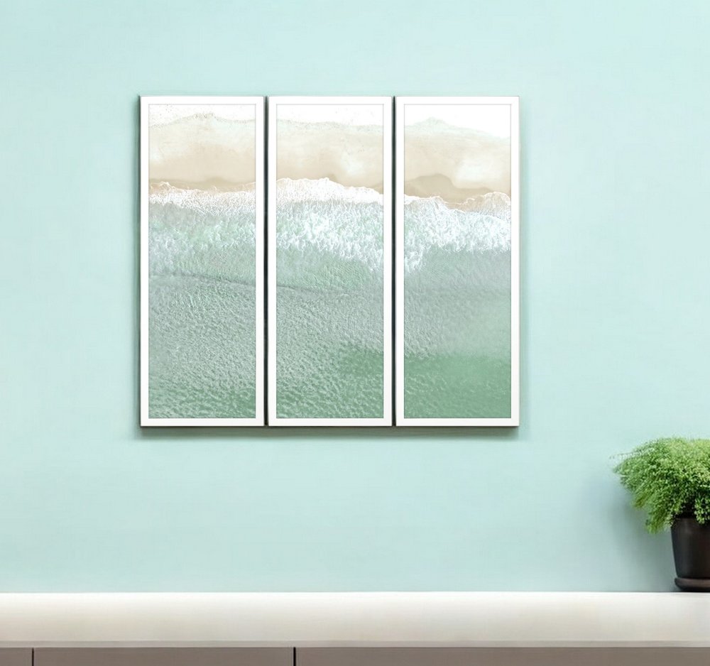 Set Of Three On the Shore White Framed Wall Art HomeRoots