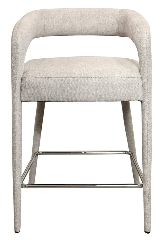 25" Ivory Fabric And Metal Low Back Counter Height Bar Chair HomeRoots