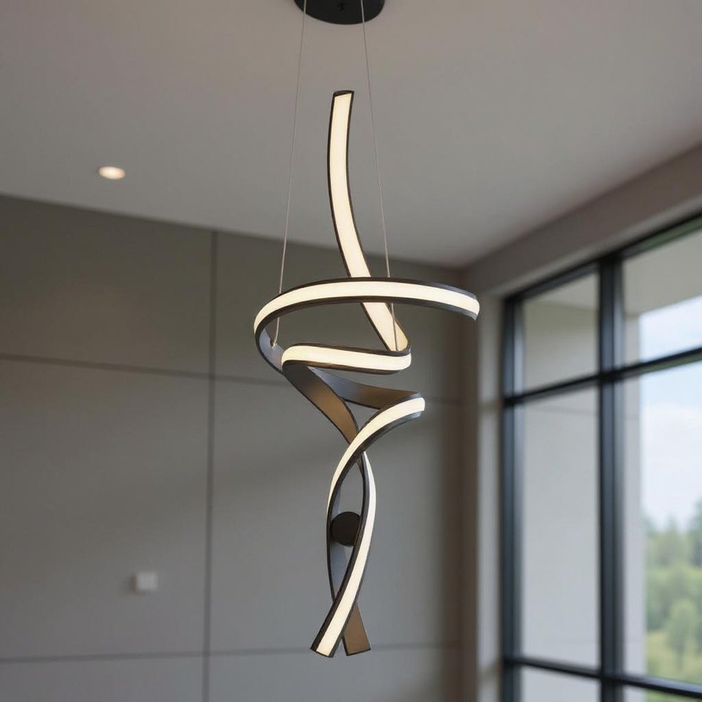 Black Two Light Metal LED Dimmable Smart Enabled Chandelier HomeRoots