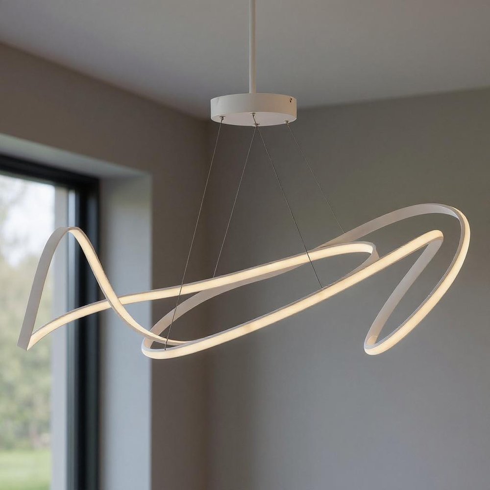 White Metal LED Dimmable Chandelier HomeRoots