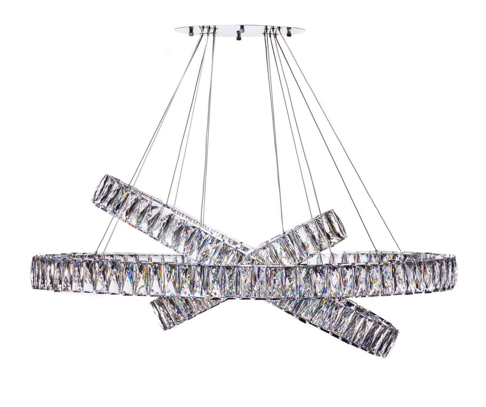 Silver And Clear Three Light Crystal LED Dimmable Chandelier HomeRoots