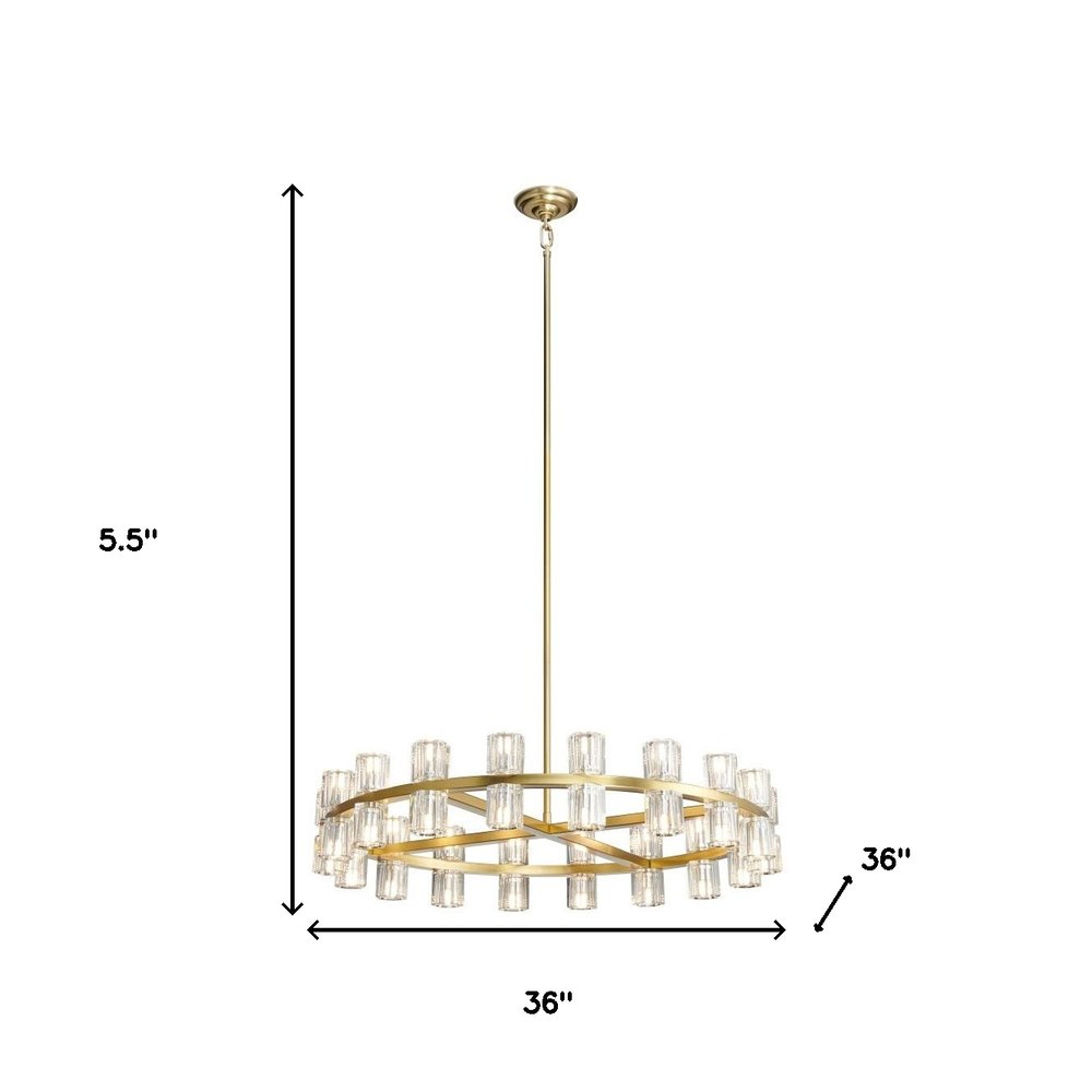 Gold And Clear Wagon Wheel Multi Light Metal Chandelier With Clear Shades HomeRoots