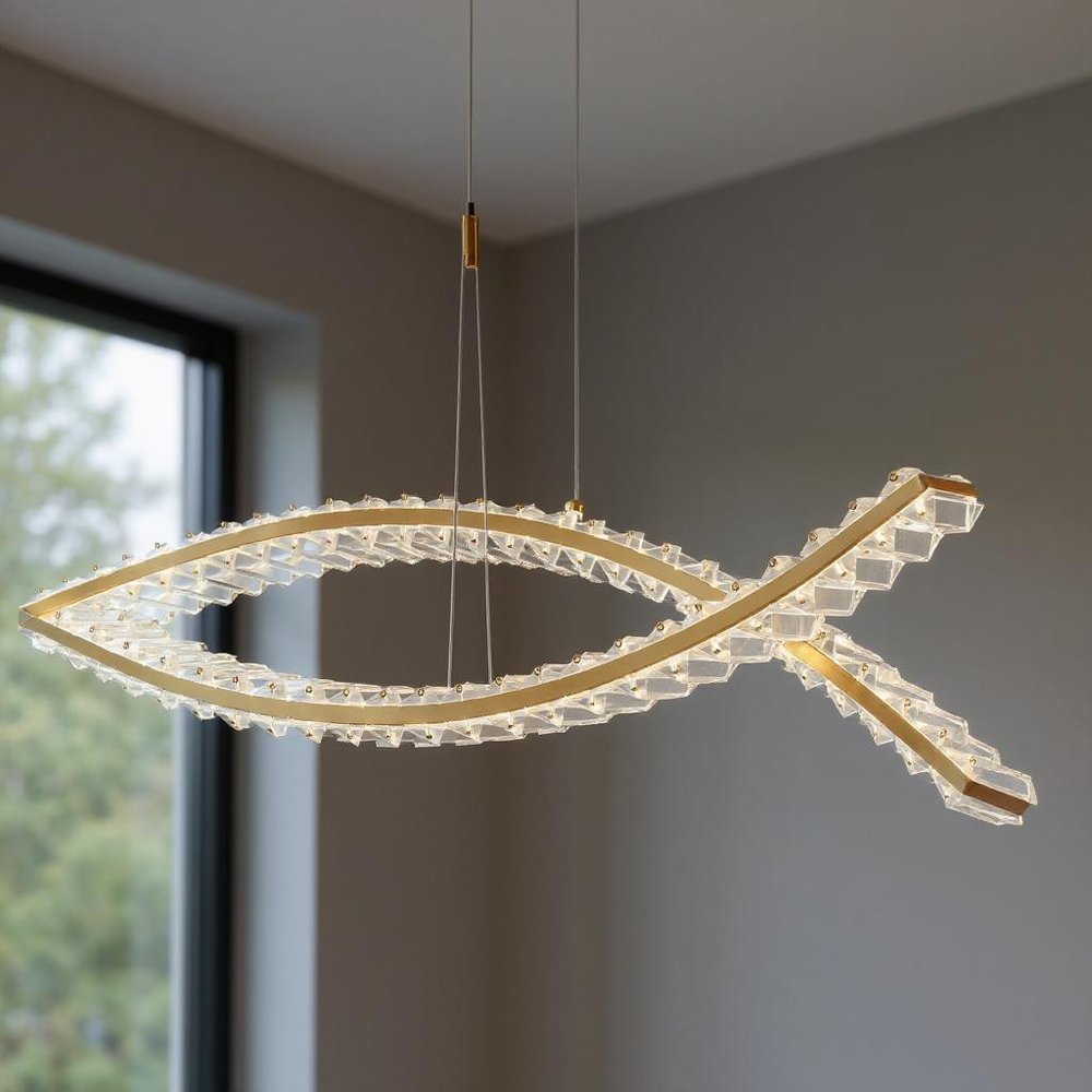 Gold And Clear Two Light Crystal LED Chandelier HomeRoots