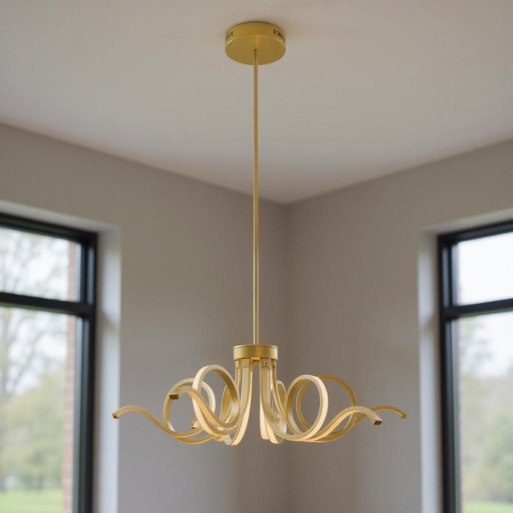 Gold Six Light Metal LED Dimmable Smart Enabled Chandelier HomeRoots