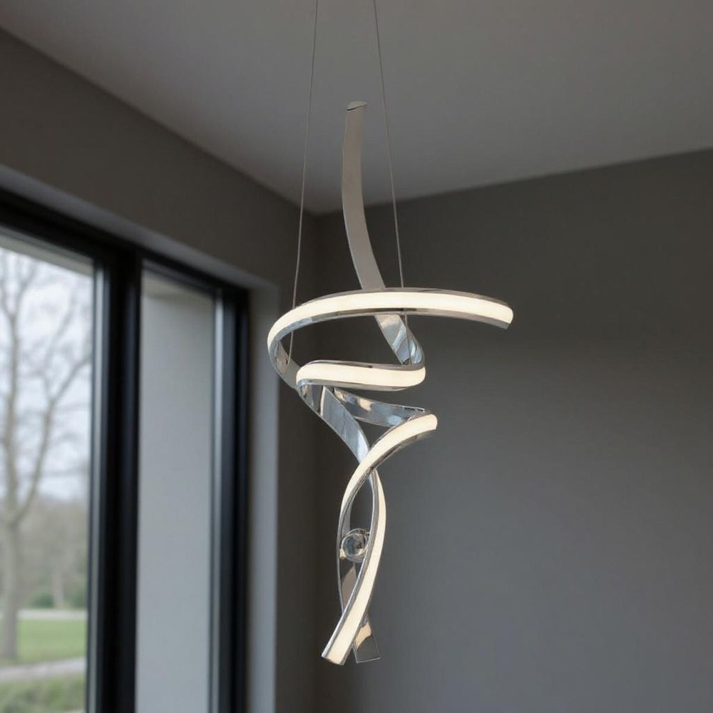 Silver Two Light Metal LED Dimmable Smart Enabled Chandelier HomeRoots