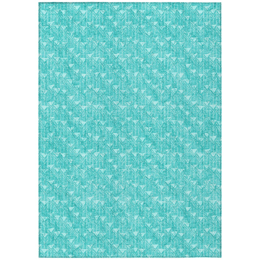 9' X 12' Turquoise Geometric Washable Non Skid Indoor Outdoor Area Rug FurniFindUSA