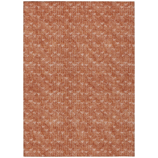 9' X 12' Terra Cotta Geometric Washable Non Skid Indoor Outdoor Area Rug FurniFindUSA
