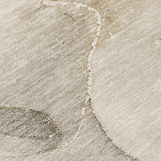 8' X 8' Beige and Brown Round Abstract Washable Indoor Outdoor Area Rug