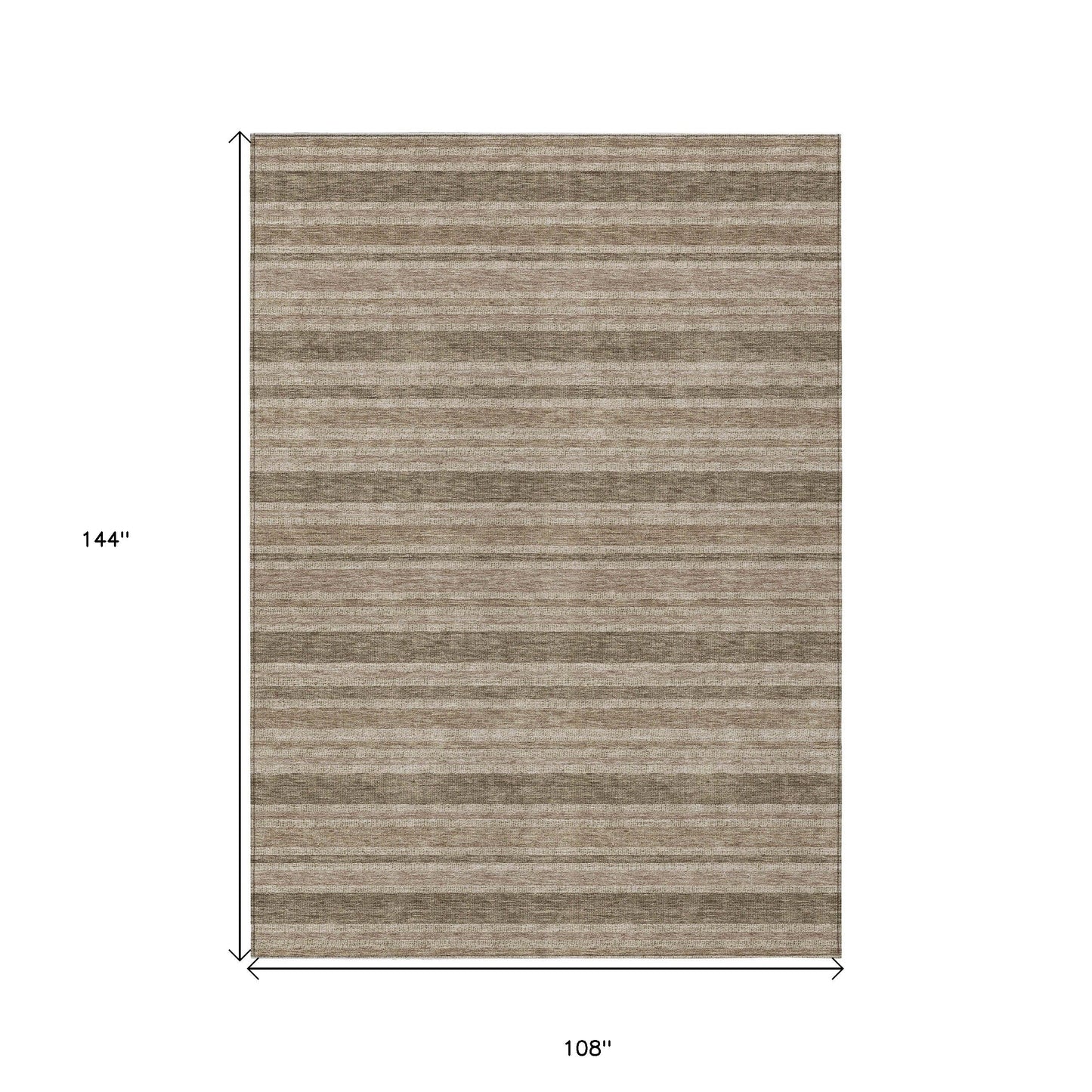 9' X 12' Taupe Striped Washable Indoor Outdoor Area Rug FurniFindUSA