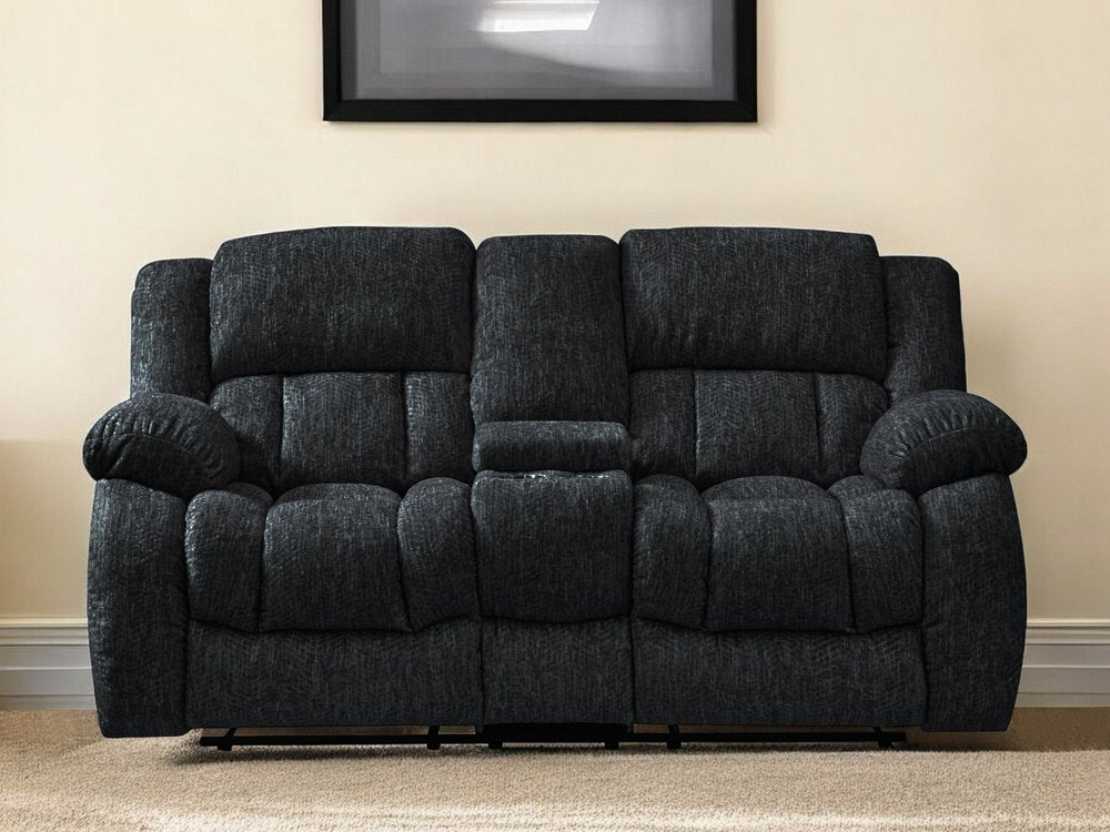 77" Black Manual Reclining Loveseat With Storage HomeRoots