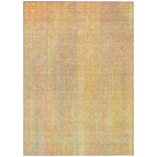 9' X 12' Yellow and Orange Striped Washable Non Skid Indoor Outdoor Area Rug FurniFindUSA