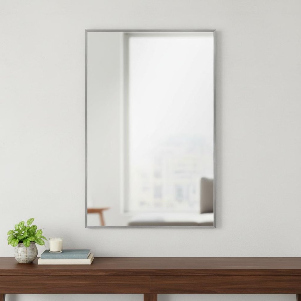 36" Silver Aluminum Framed Accent Mirror HomeRoots