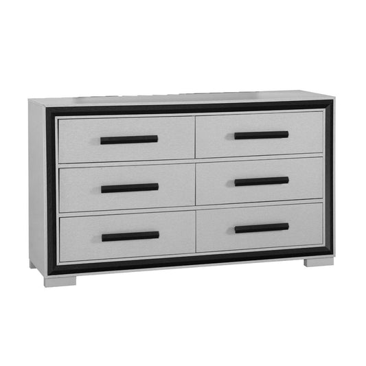 60" Gray And Black Wood Six Drawer Double Dresser HomeRoots