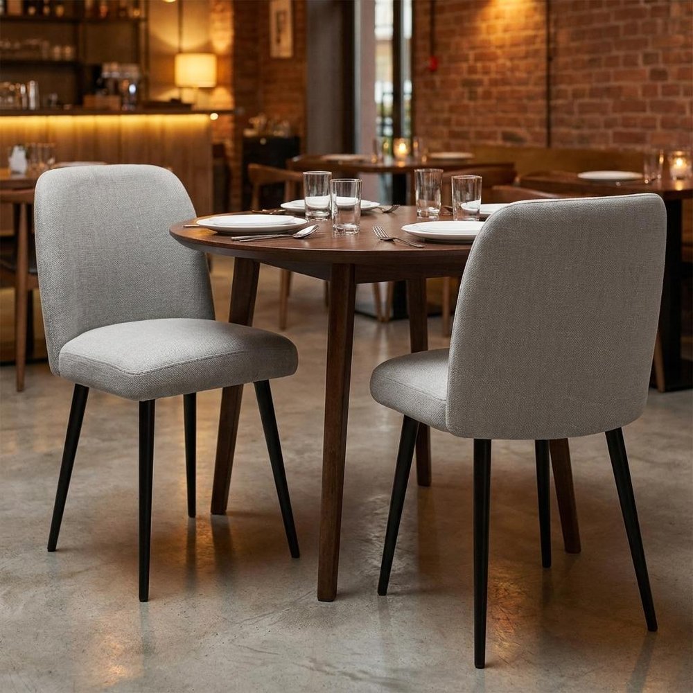 Set of Two Gray And Black Upholstered Fabric Dining Side Chairs HomeRoots