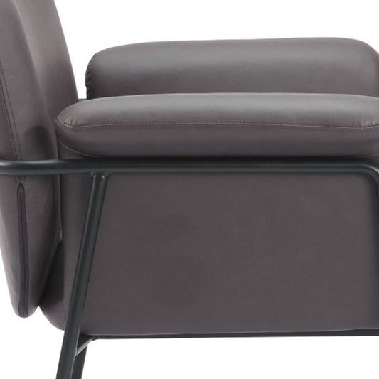 31" Brown And Black Faux Leather And Faux Leather Arm Chair HomeRoots