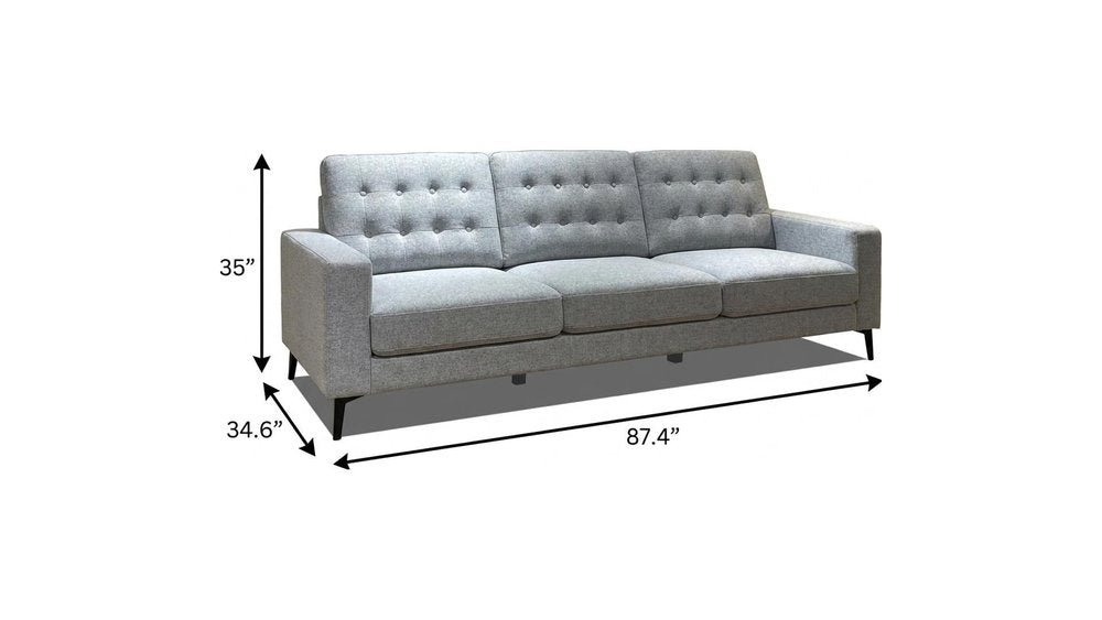87" Gray Fabric Sofa HomeRoots