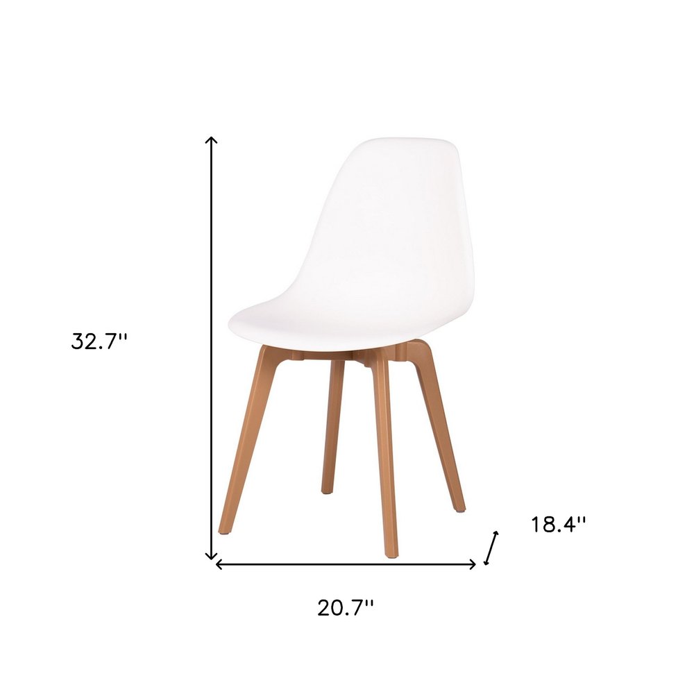 Set of Four White and Natural Heavy Duty Plastic Dining Side Chairs HomeRoots