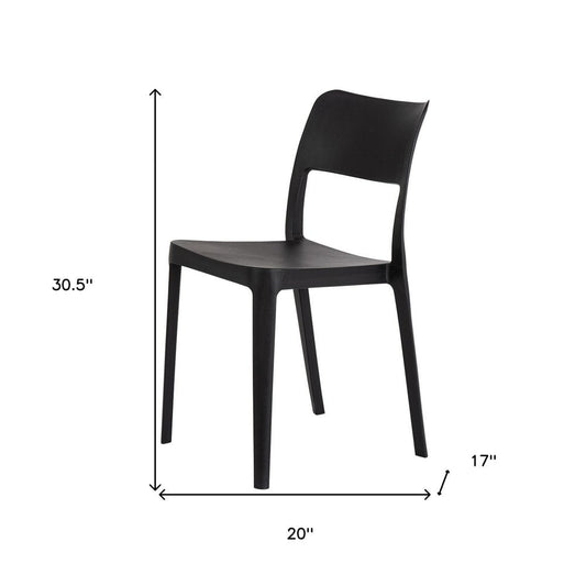 Set of Two Black Heavy Duty Plastic Outdoor Stacking Accent Chairs HomeRoots