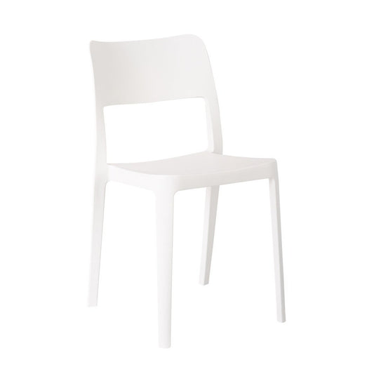 Set of Two White Heavy Duty Plastic Outdoor Stacking Accent Chairs HomeRoots