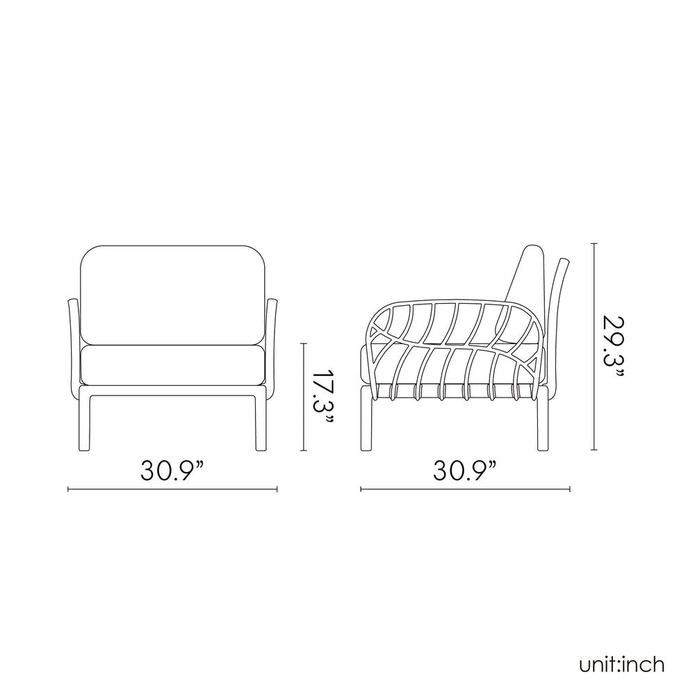 31" Gray Heavy Duty Plastic Outdoor Armchair With Sea Green Cushion HomeRoots