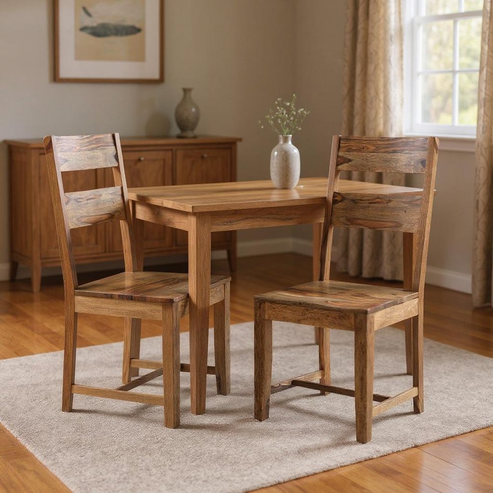 Set of Two Brown Solid Wood Ladder Back Dining Side Chairs HomeRoots