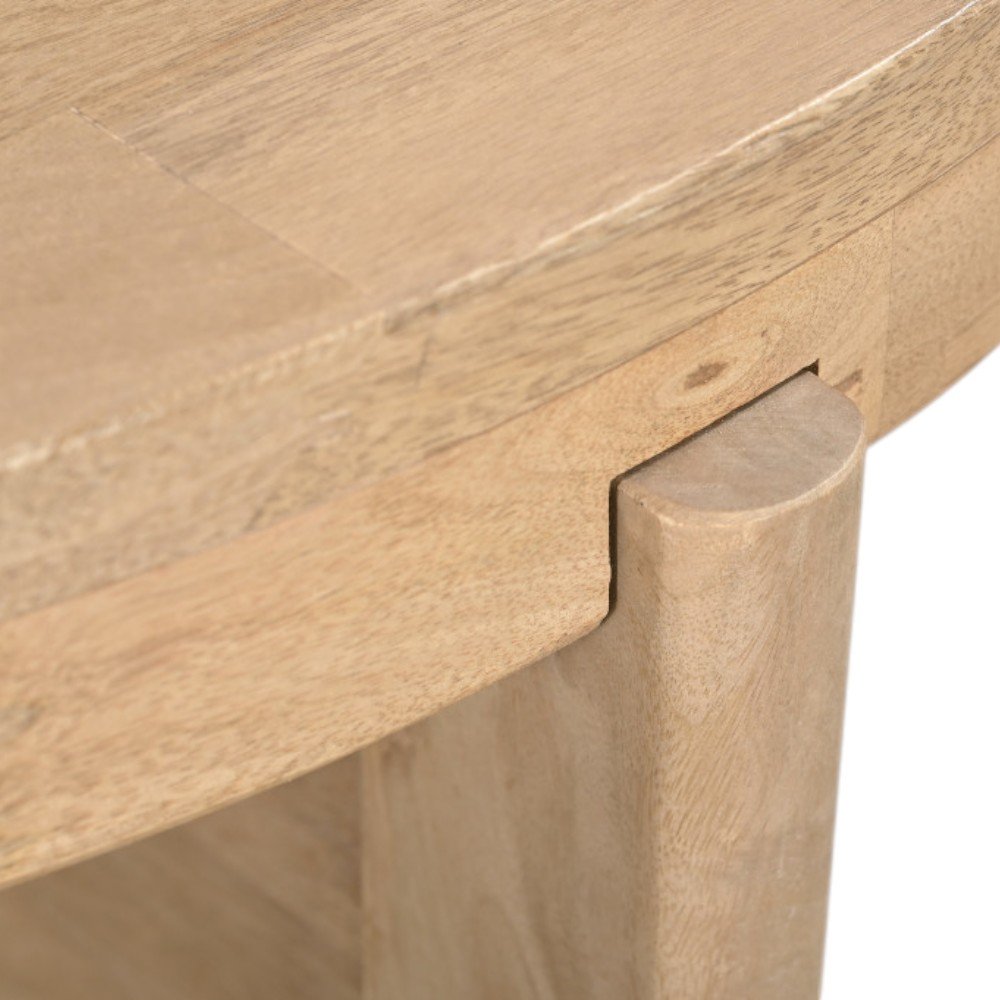 36" Natural Solid Wood Round Cross Legs Coffee Table HomeRoots