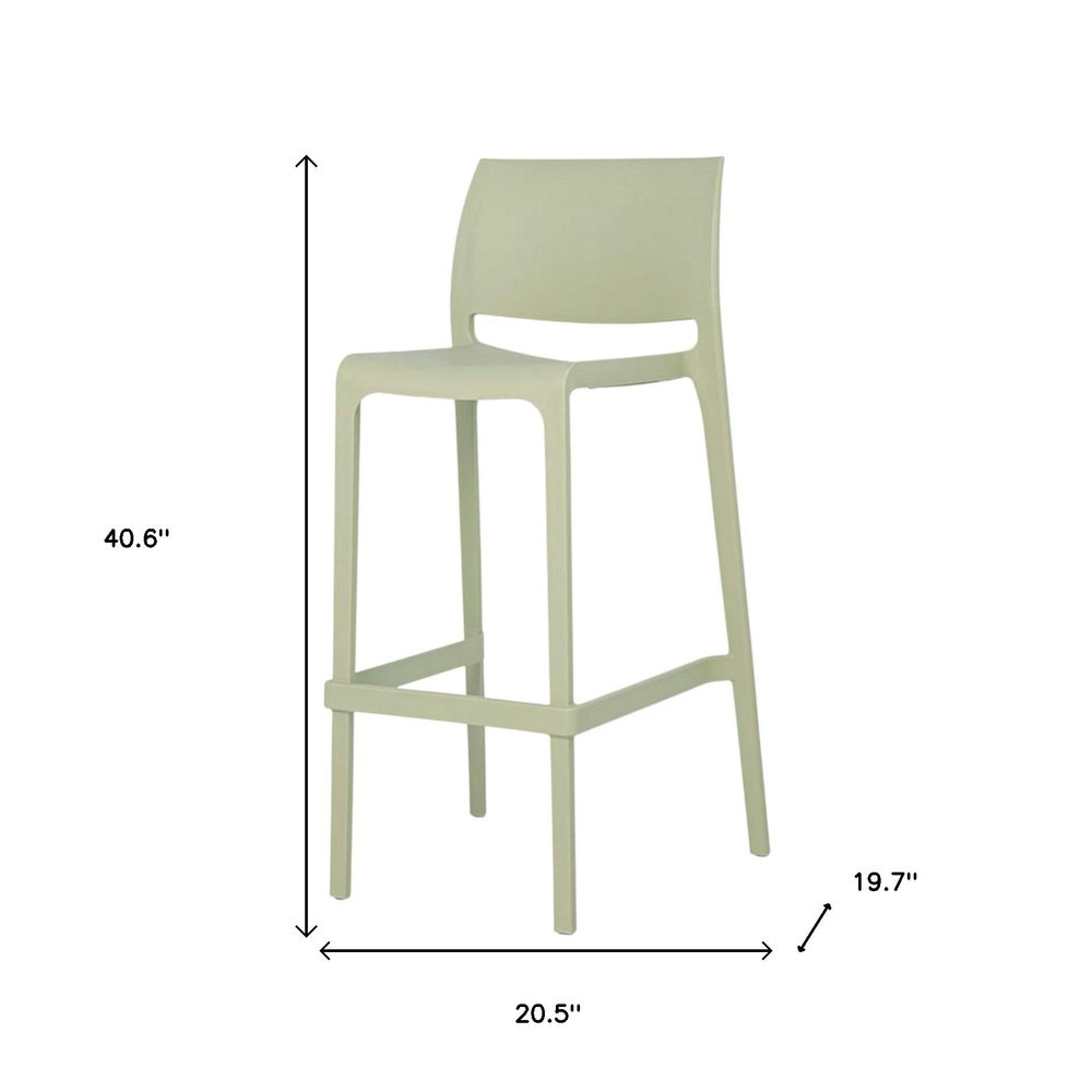 Set of Two 30" Green Heavy Duty Plastic Low Back Outdoor Bar Height Chairs HomeRoots