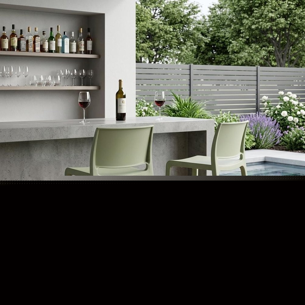 Set of Two 26" Green Heavy Duty Plastic Low Back Outdoor Counter Height Bar Chairs HomeRoots