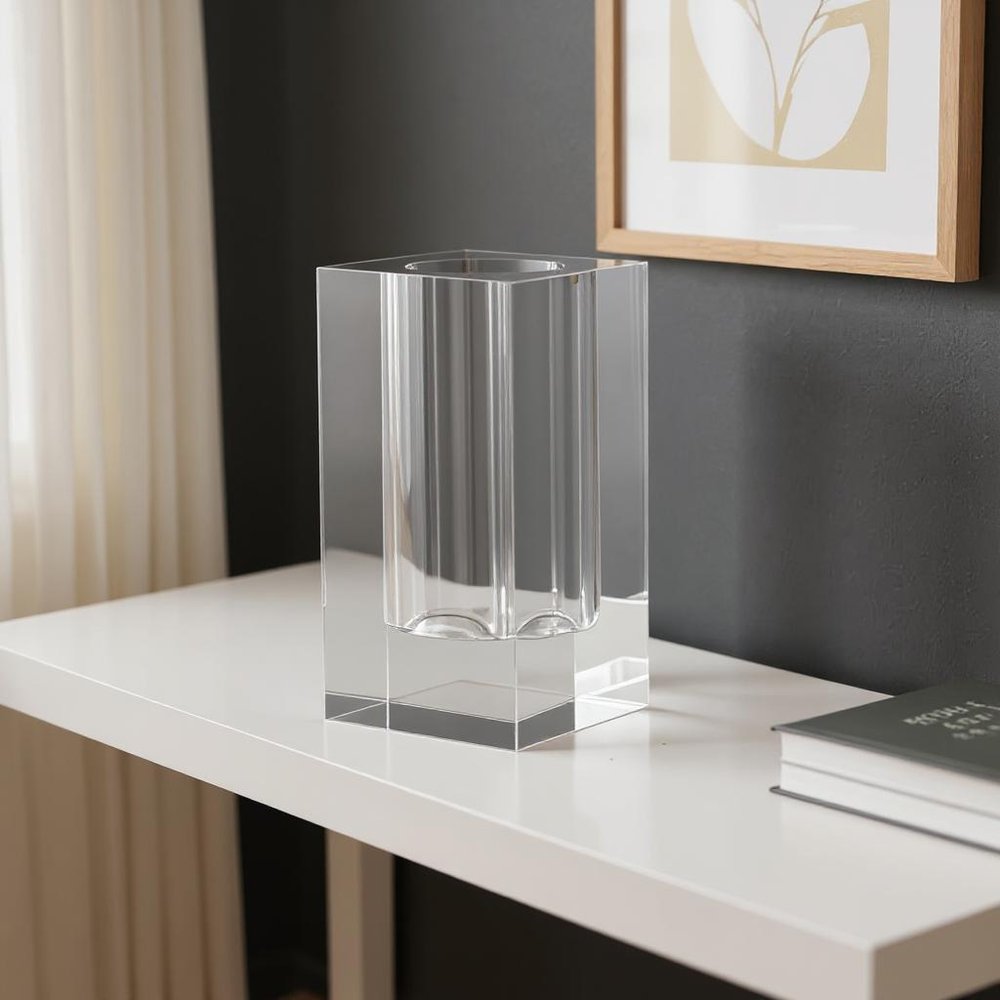 8" Clear Square Glass Table Vase HomeRoots