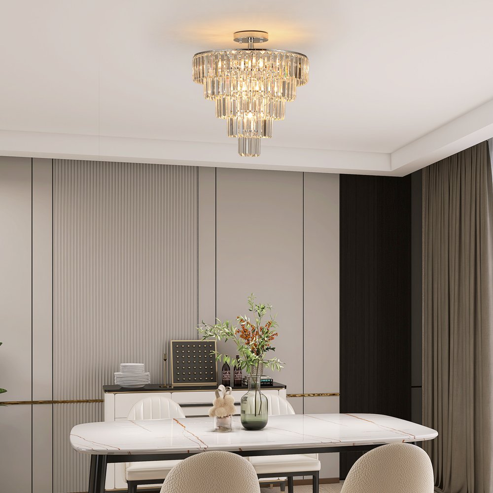 Amber Chandelier Crystal Semi-Flush Ceiling Light HomeRoots