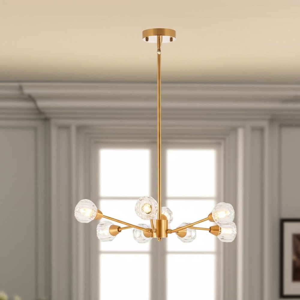 Gold Nine Light Metal Chandelier HomeRoots
