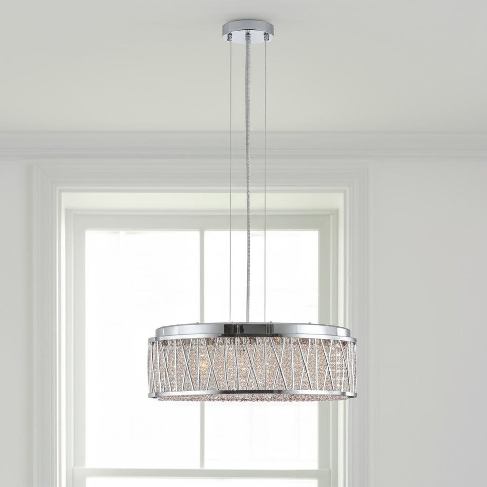 Silver Seven Light Metal Chandelier With Silver Shades HomeRoots
