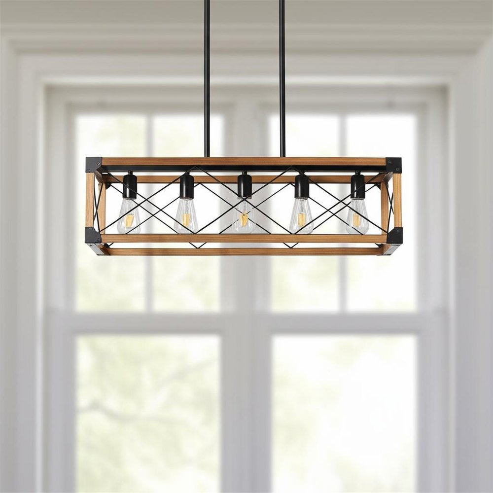 Brown Five Light Metal Chandelier With Brown Shades HomeRoots