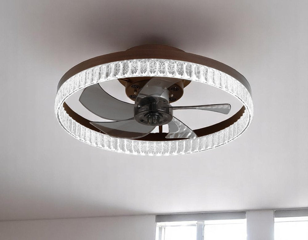 Brown Metal Smart Enabled Semi-Flush Chandelier With Brown Shades HomeRoots