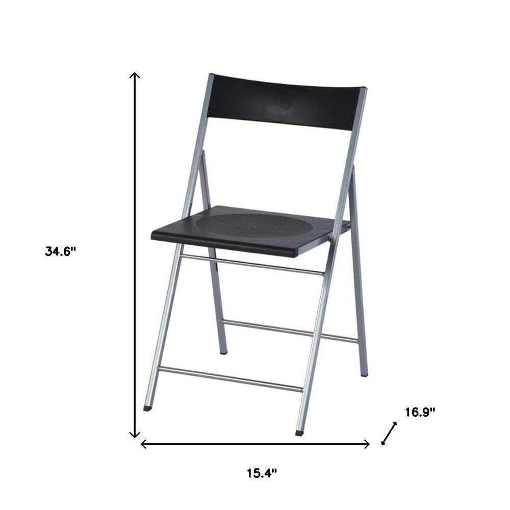 Set of Six Black and Silver Folding Side Chairs HomeRoots